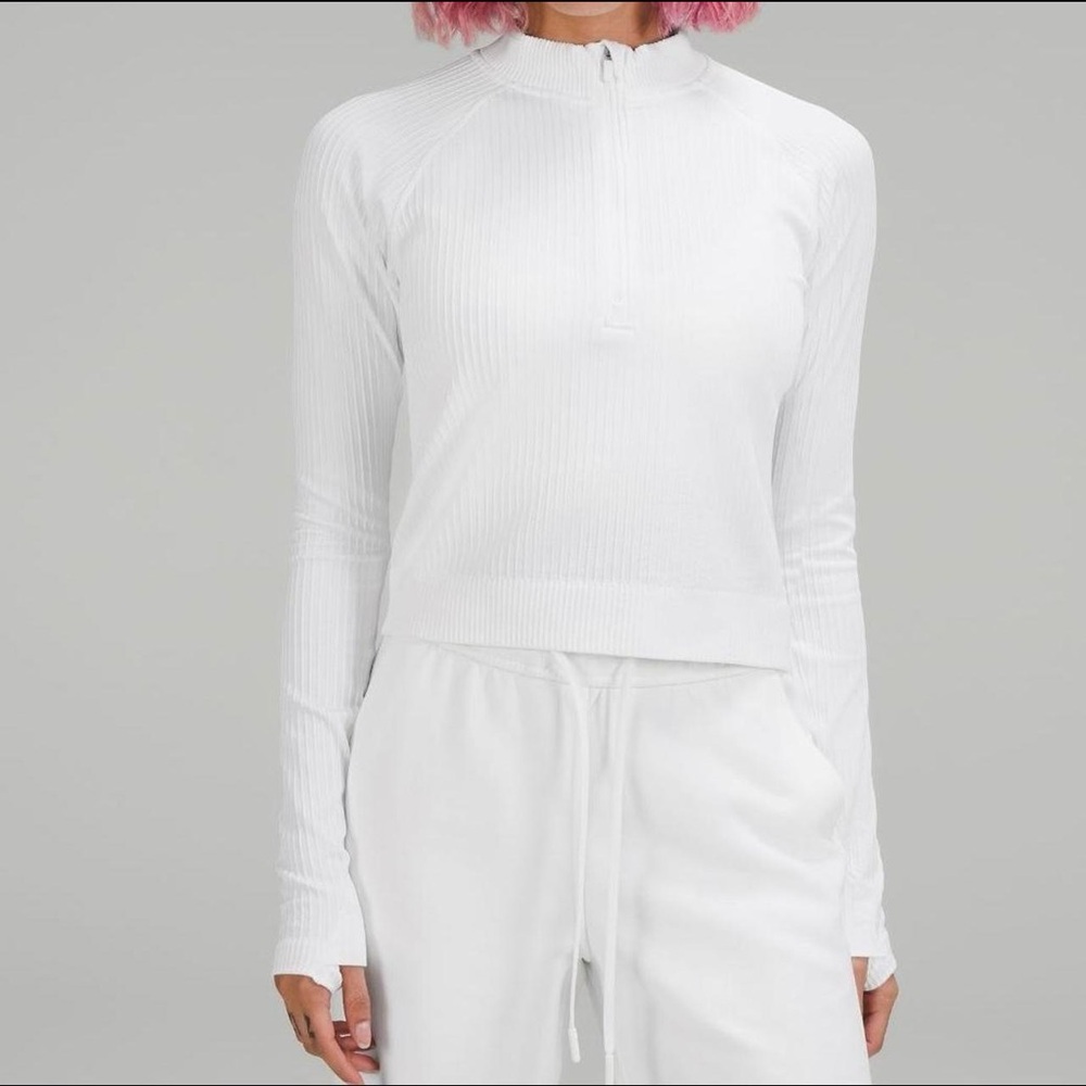 Lululemon - Restless Crop half zip - white